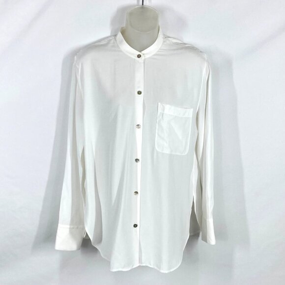 Vince Women’s White Button Up Blouse Size Small Long Sleeve - Picture 1 of 13